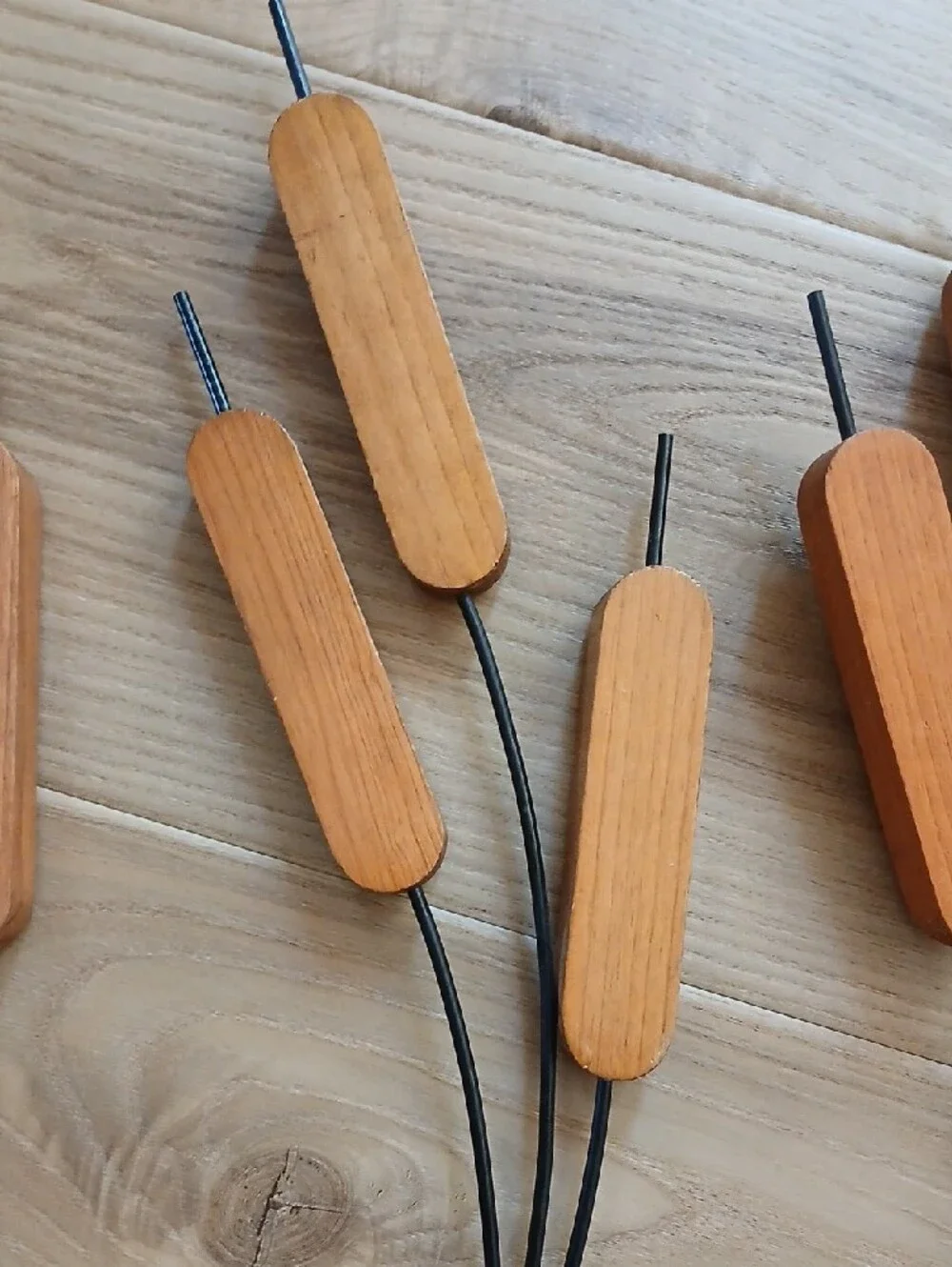 Set of 3 Wood/Metal Cattails Wall Art Decor